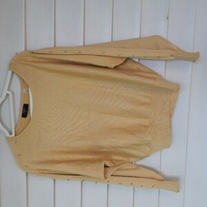 Tahari sweater rayon blend like new mustard metal accents